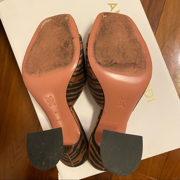 AMINA MUADDI LUPITA Satin Mule Sandal Heel Tiger Print Size 36 6 Like New! - Picture 6 of 7